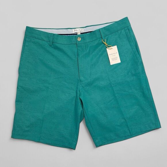 Peter Millar Shorts Crown Sport Men Size 35 Aqua Green Performance Golf BLLRD